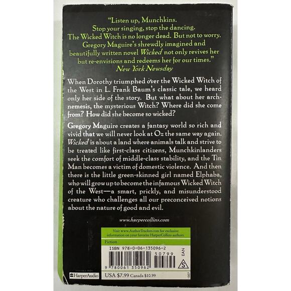 2007 PB Wicked Gregory Maguire Wicked Witch of the West OZ Sprayed Green edges - Picture 2 of 8